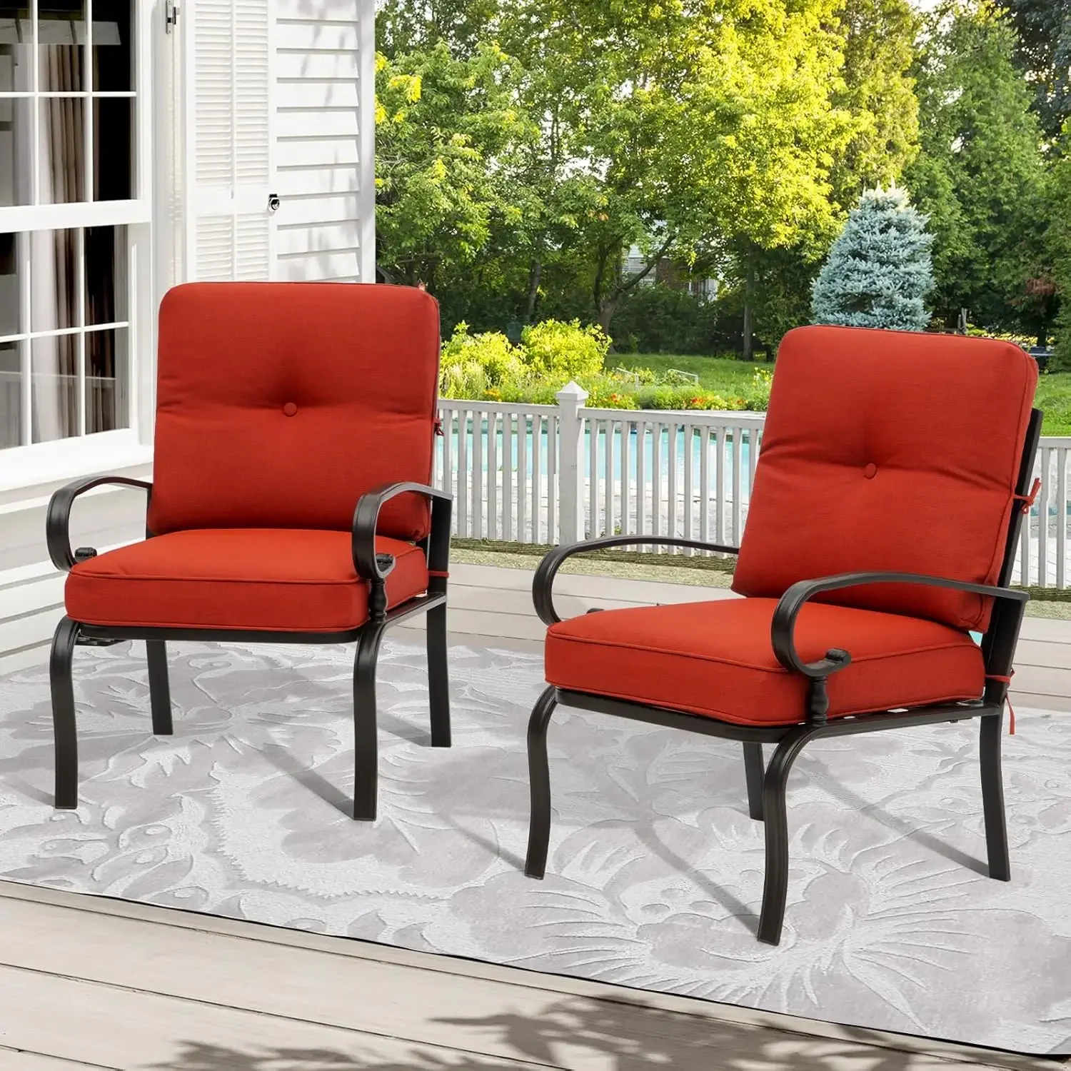 Outdoor Furniture Metal Chairs - Kursi Bistro Logam Merah untuk Luar